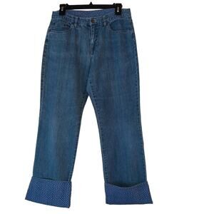 So Blue by Sigrid Olsen 100% Cotton Flip Up Jeans Sz 6